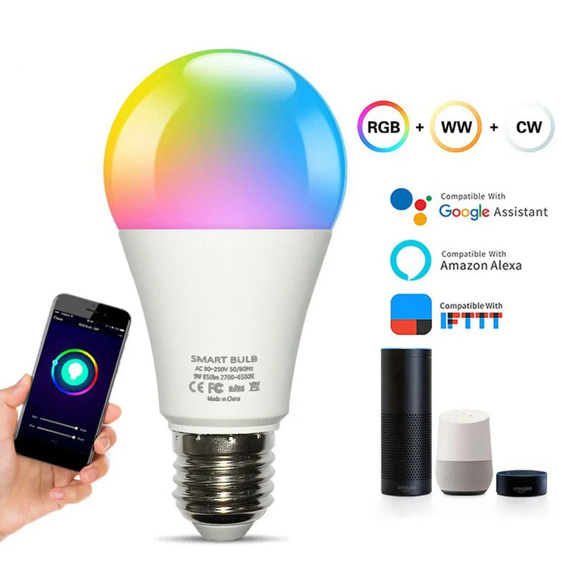 Axyaa RGB Smart LED Bulb with App Control - Dimmable 9/15W for Home, Bar, Club