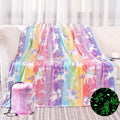 Axyaa Unicorn Glow Blanket for Girls - Soft & Glittery Toddler Gift