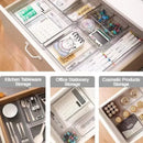 Axyaa Clear Plastic Drawer Organizer Set - 4 Sizes for Makeup and Kitchen Storage