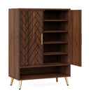 Axyaa 6-Tier Walnut Shoe Storage Cabinet with Doors and Adjustable Shelves