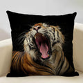 Axyaa Tiger Lion Linen Pillowcase 45x45cm Decorative Cushion Cover for Living Room