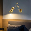 Axyaa Swing Arm LED Wall Sconce - Telescopic Rocker Switch Bedside Lamp