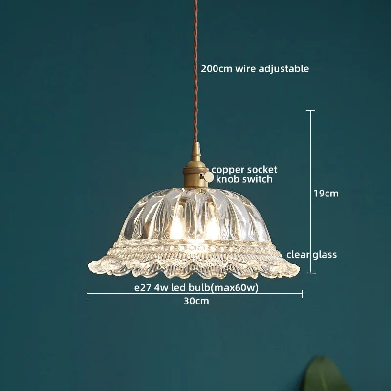 Axyaa Clear Glass LED Pendant Chandelier - Nordic Hanging Lamp for Kitchen, Living Room