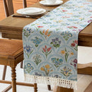 Axyaa Cotton Linen Jacquard Table Runner for Dining Room and Home Decor