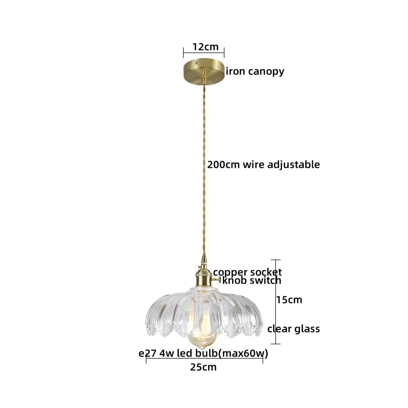 Axyaa Copper Glass LED Pendant Chandelier for Home Decor