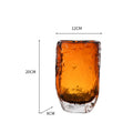 Axyaa Amber Glass Vase: Ice Patterned Decor for Flowers & Table Arrangements