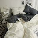 Axyaa Double Washed Cotton Bedding 4pc Set - High Quality Solid Color Premium Bed Linen