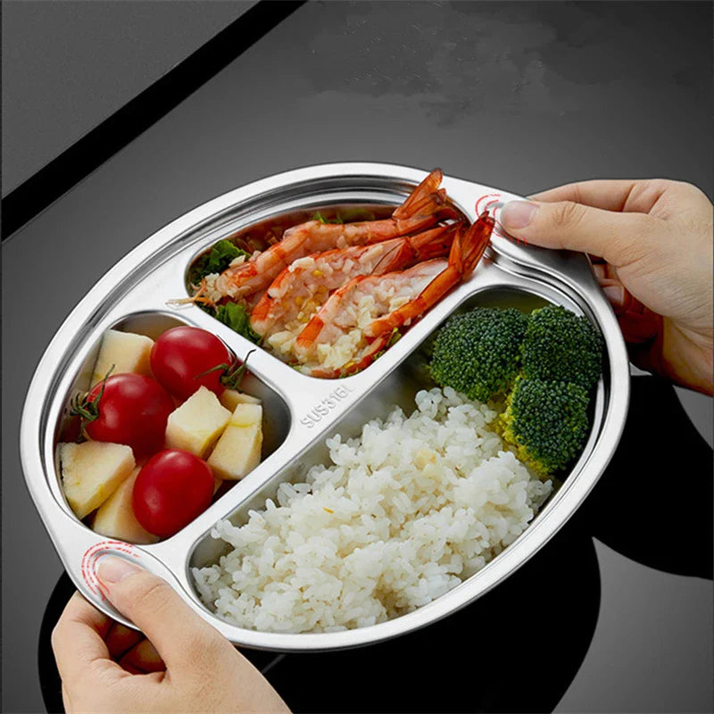 Axyaa Stainless Steel Divided Serving Tray Dinner Plate Lunch Container