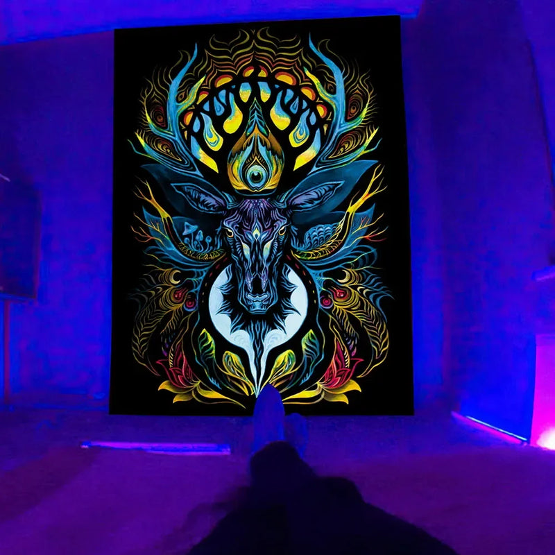 Axyaa Black Light Tapestry for UV Reactive Psychedelic Vibe