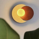 Axyaa LED Wall Light White Glass Wood Yellow Travertine Japan Style