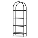 Axyaa 4-Tier Wood Bookcase Storage Shelves - Freestanding Metal Frame Display Rack