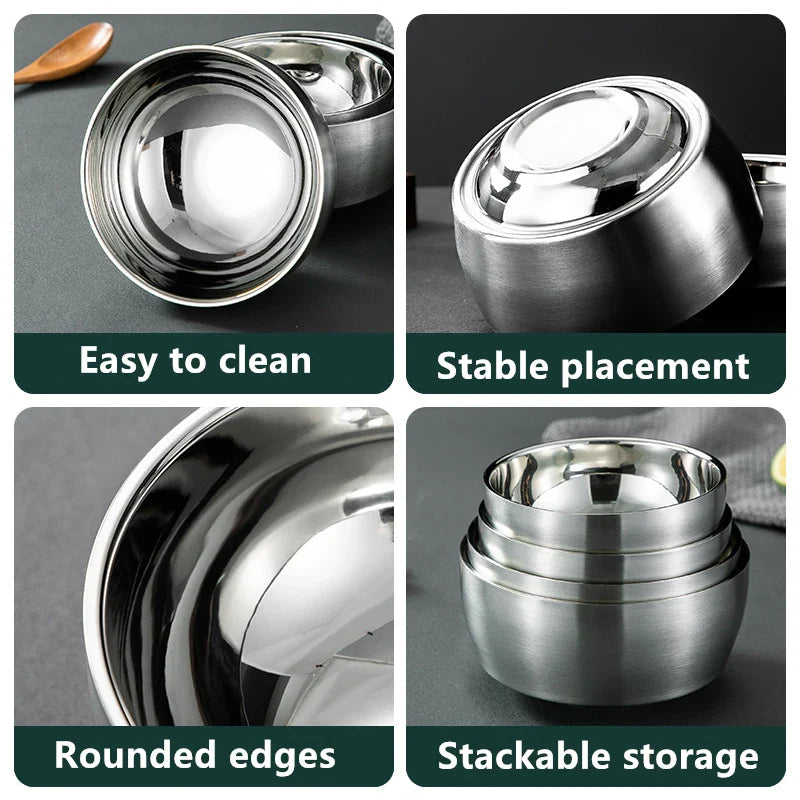 Axyaa Stainless Steel Thermal Insulated Rice Bowl Set