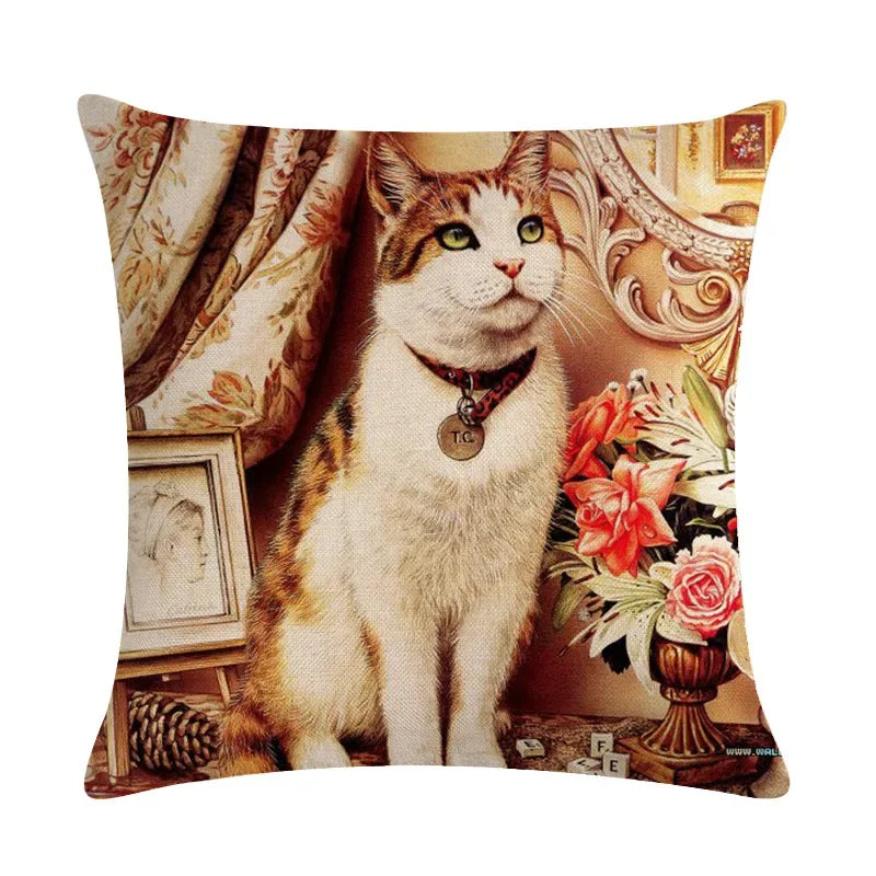 Axyaa Cat Series Linen Pillowcase 45x45cm