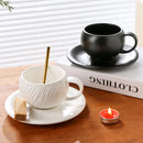 Axyaa Stone Ceramic Latte Mug Flower Decor Drinkware