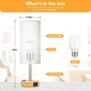 Axyaa Dimmable Cylindrical Bedside Table Lamp with USB Charging