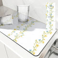 Axyaa Spring Flowers Kitchen Mat Absorbent Antiskid Quick Dry Bathroom Tableware Drain Pad
