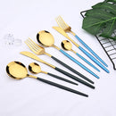 Axyaa Black Gold Stainless Steel Dinnerware Set - Elegant Tableware Collection
