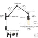 Axyaa Industrial Loft Swing Arm Wall Sconce Clear Glass Pull Chain Switch Bedside Lamp