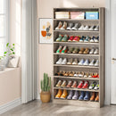 Axyaa 9-Tier Tall Shoe Cabinet, Holds 40-45 Pairs, Heavy Duty Wood Freestanding Storage
