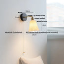 Axyaa Modern Nordic Wood Copper Wall Sconce Bedside Lamp