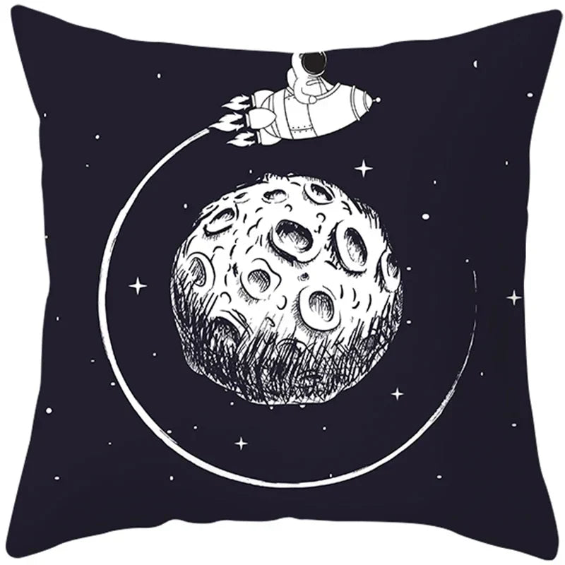 Universe Space Peach Skin Pillowcases by Axyaa - Cartoon Animation Pilot Cushion Cover