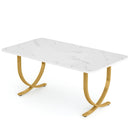 Axyaa 63" Faux Marble Top Dining Table: Modern Kitchen Table