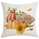 Axyaa Thanksgiving Pumpkin Maple Leaves Linen Cushion Cover for Home Decor