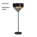 Axyaa Art Deco Crystal Marble Led Floor Lamp in Golden Black Stainless Steel