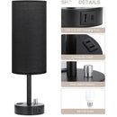 Axyaa Black Bedside Lamp with USB Charging Ports & Dimmable 3 Color Temperatures