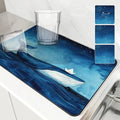 Axyaa Ocean Whales Sailing Stars Absorbent Drying Mat for Kitchen Tables