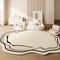 Axyaa Geometric Cream Style Carpet, Wabi Sabi Bedroom Rug