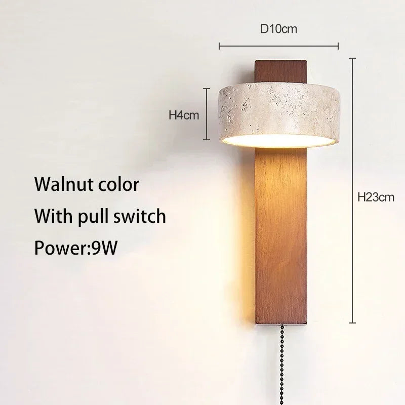 Axyaa Travertine Stone Sconce Light Rotatable for Bedroom Bedside