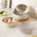 Axyaa Stainless Steel Strainer Colander Set with Bamboo Cover - Mixing Bowl with Scale