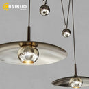 Axyaa Gold LED UFO Pendant Light - Adjustable Height Minimalist Lighting for Home Dining Room