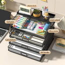 Axyaa 4-Tier Stackable Letter Tray Desk Organizer with Pen Holder