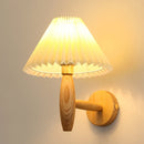 Axyaa Cream PVC LED Wall Lamps - Japanese Walnut Wood Applique Murale