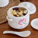Axya Ceramic Flower Health Stew Pot Double Lid Soup Bowl Bird's Nest Ginseng Jar