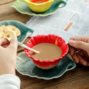 Axyaa Ceramic Coffee Cup Saucer Set, Flower Design, Exquisite Home Afternoon Tea Latte Mug
