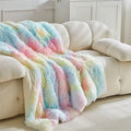Axyaa Cozy Lamb Fleece Sofa Blanket in Creamy Solid Color