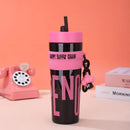 Axyaa 900ml Sports Water Bottle With Straw Keychain, Leakproof Plastic Tumbler