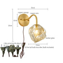 Axyaa Brass Vintage Glass LED Wall Sconce Bedroom Living Room Light
