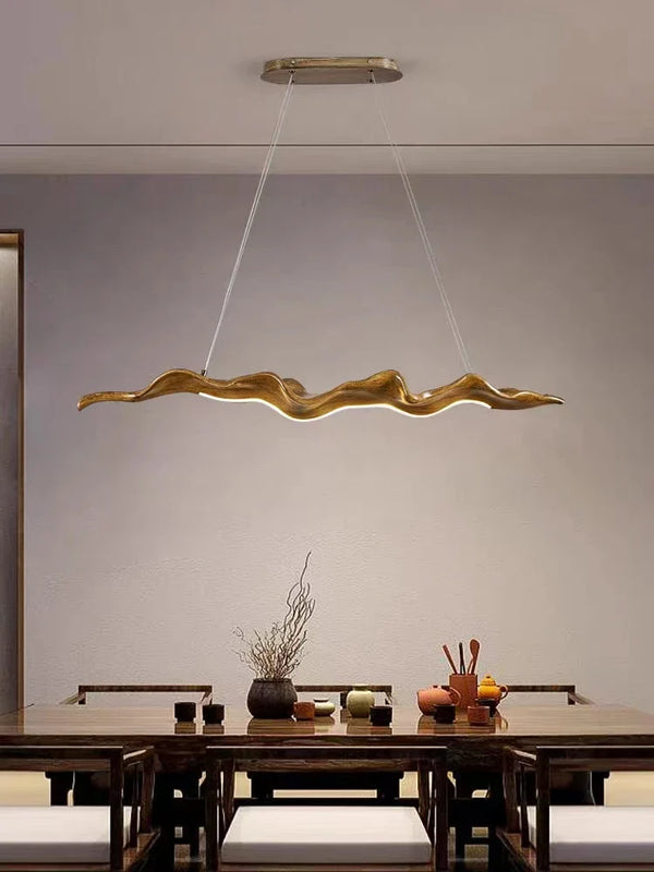 Axyaa Vintage Resin Leaf Pendant Light - Dimmable LED Indoor Decor Lamp for Dining & Bedroom