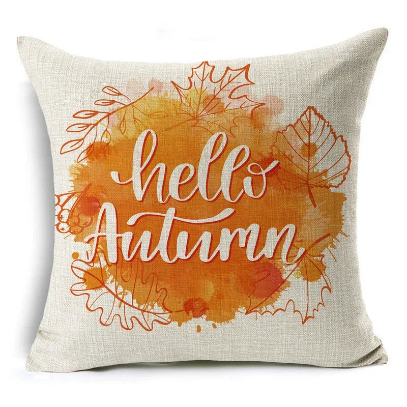 Axyaa Autumn Print Style Thanksgiving Pillow Case - Decorative Plant Cushion Cover