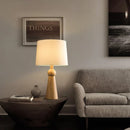 Axyaa LED Floor Lamp with Unique Fabric Shade & Solid Wood Design
