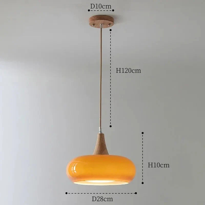 Axyaa Wooden Art Glass Chandelier LED Pendant Lights for Home Decor
