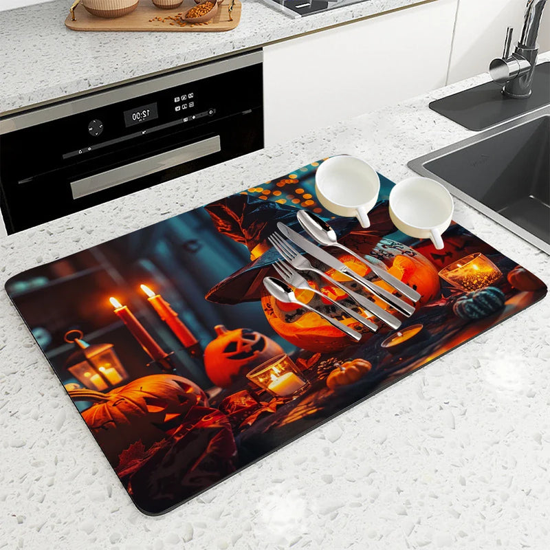 Axyaa Halloween Jack-o-Lantern Wizard Hat Absorbent Drying Mat