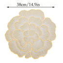 Axyaa Gold Peony Coasters Set - Elegant PVC Placemats for Dining Table
