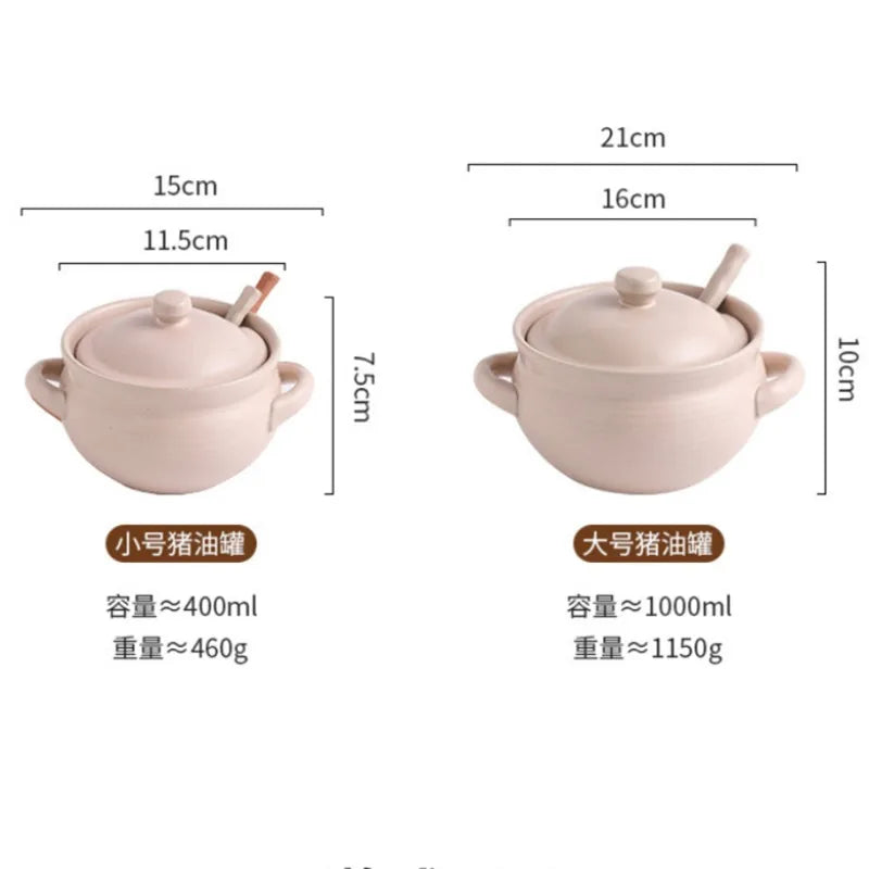 Axya Ceramic Lard Jar Retro Kitchen Seasoning Bottle