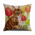 Axyaa Pug Pets Pattern Sofa Cushion Cover Home Decor Pillowcase Linen Cartoon