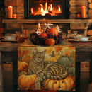 Axyaa Halloween Pumpkin Cat Table Runner Farmhouse Dining Decor